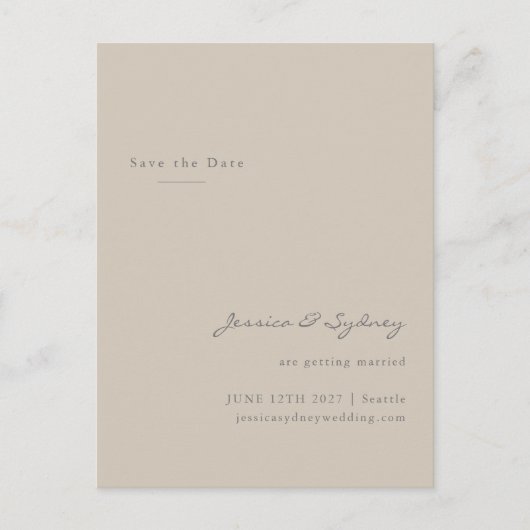 Minimalistisch Modern Beige Taupe Script Sla de da Briefkaart (Voorkant)