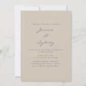 Minimalistisch modern beige Taupe Script Weddensch Kaart (Voorkant)