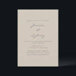 Minimalistisch modern beige Taupe Script Weddensch Kaart<br><div class="desc">Minimale uitnodiging voor een modern handschrift met een modern beige taupe</div>