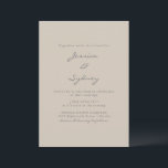 Minimalistisch modern beige Taupe Script Weddensch Kaart<br><div class="desc">Minimale uitnodiging voor een modern handschrift met een modern beige taupe</div>