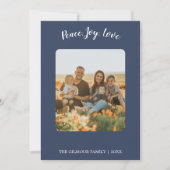 Minimalistisch Modern|Blauw 3 Foto Vrede vreugde L Feestdagenkaart (Voorkant)