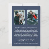 Minimalistisch Modern|Blauw 3Photo Kerstnieuwsbrie Feestdagenkaart (Achterkant)