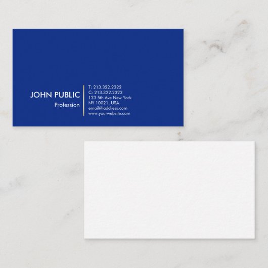 Minimalistisch, modern, blauw design visitekaartje (Voorkant / Achterkant)