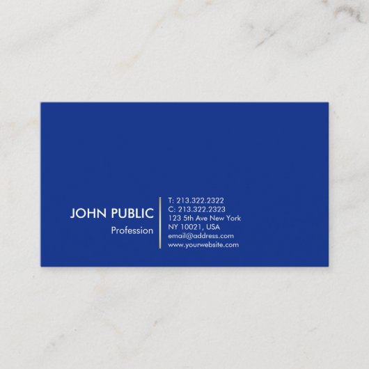 Minimalistisch, modern, blauw design visitekaartje (Voorkant)