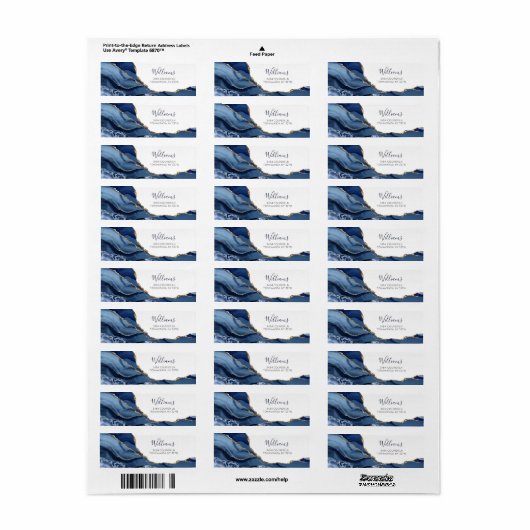 Minimalistisch modern blauw en goudblauw etiket (Full Sheet)