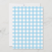 Minimalistisch modern blauw geruite Baby shower Kaart (Achterkant)