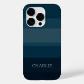 Minimalistisch modern blauw gestreept Case-Mate iPhone case (Achterkant)