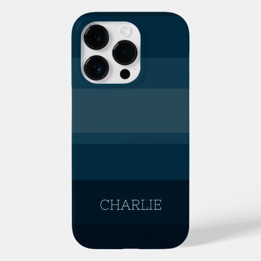Minimalistisch modern blauw gestreept Case-Mate iPhone case (Achterkant)