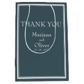 Minimalistisch modern blauw grenshuwelijk medium cadeauzakje (Voorkant)