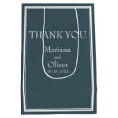 Minimalistisch modern blauw grenshuwelijk medium cadeauzakje (Achterkant)