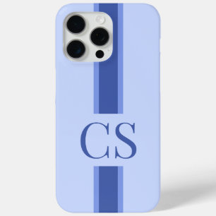 Minimalistisch modern blauw Initiaal monogram iPhone 15 Pro Max Hoesje