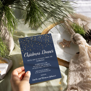 Minimalistisch Modern Blauw Kerstdiner Kaart