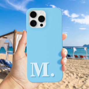 Minimalistisch modern blauw monogram Initiaal iPhone 16 Pro Max Hoesje