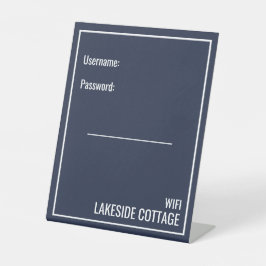 Minimalistisch modern blauw vacation Rental Wifi Reclamebord Met Voetstuk