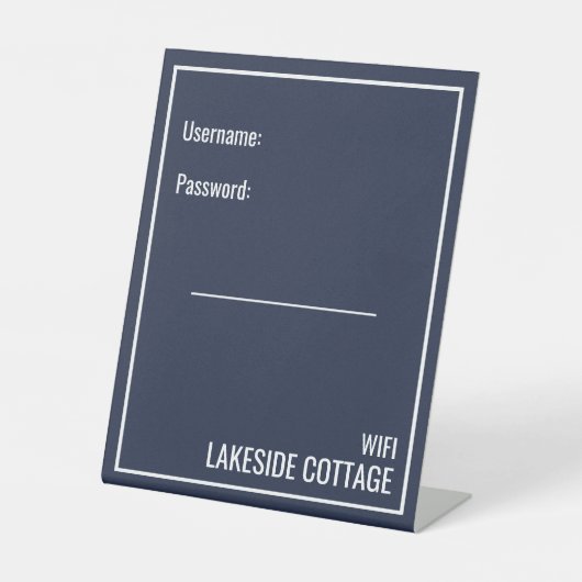 Minimalistisch modern blauw vacation Rental Wifi Reclamebord Met Voetstuk (Voorkant)