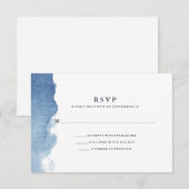 Minimalistisch modern blauw Waterverf Splash RSVP Kaartje (Voorkant / Achterkant)