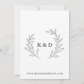 Minimalistisch modern blauw-withuwelijk kaart (Achterkant)