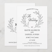 Minimalistisch modern blauw-withuwelijk kaart (Voorkant / Achterkant)