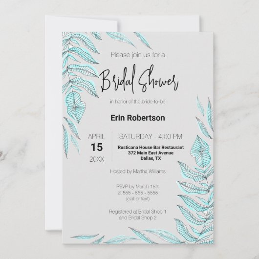 Minimalistisch modern Blauwgroen blad Vrijgezellen Kaart (Voorkant)