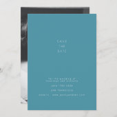 Minimalistisch modern Blauwgroen blauwe bruiloft m Save The Date (Voorkant / Achterkant)
