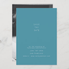 Minimalistisch modern Blauwgroen blauwe bruiloft m Save The Date
