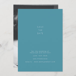 Minimalistisch modern Blauwgroen blauwe bruiloft m Save The Date