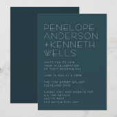 Minimalistisch modern Blauwgroen huwelijk Kaart (Voorkant / Achterkant)
