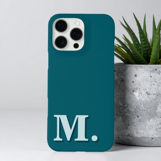 Minimalistisch Modern Blauwgroen Monogram Initiaal Case-Mate iPhone Case