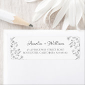 Minimalistisch modern bloemig trouwadres etiket (Insitu)