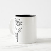 Minimalistisch modern bloemontwerp voor koffielief tweekleurige koffiemok (Voorkant links)