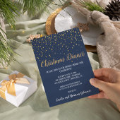 Minimalistisch modern|Blue Confetti kerstdiner Kaart