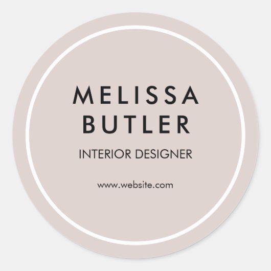 Minimalistisch Modern Blush Beige Ronde Sticker (Voorkant)