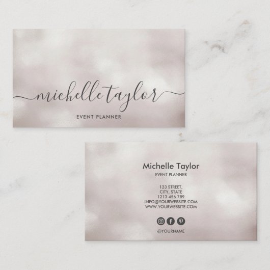 Minimalistisch modern blush parel handtekening scr visitekaartje (Voorkant / Achterkant)