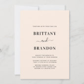 Minimalistisch modern Blush Pink Black Weddenschap Kaart (Voorkant)