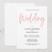 Minimalistisch Modern Blush Pink Wedding Kaart (Voorkant / Achterkant)
