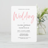 Minimalistisch Modern Blush Pink Wedding Kaart (Staand voorkant)