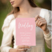 Minimalistisch Modern Blush Roze QR Code Bruiloft Kaart