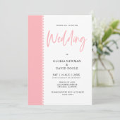 Minimalistisch Modern Blush Roze QR Code Bruiloft Kaart (Staand voorkant)