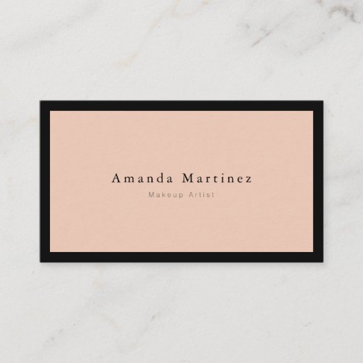Minimalistisch Modern Blush Roze x Zwart Visitekaartje (Voorkant)