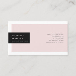 Minimalistisch Modern Blush Roze & Zwart Visitekaa Visitekaartje