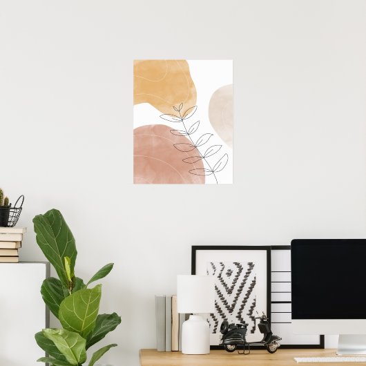 Minimalistisch modern Boho Abstract Art Print Post (Thuiskantoor)