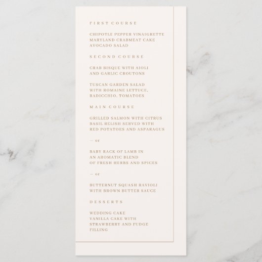 Minimalistisch modern Boho Arch Wedding Menu (Achterkant)