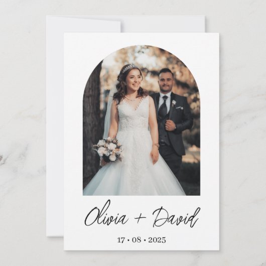 minimalistisch, Modern, Boho, Fotobruiloft Kaart (Achterkant)