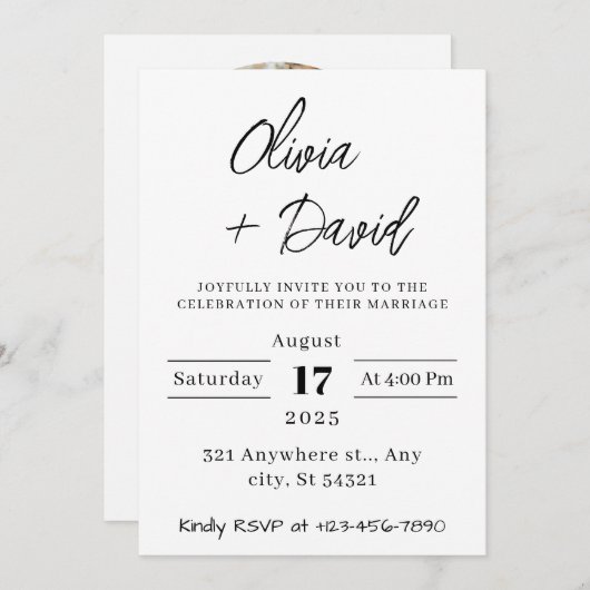 minimalistisch, Modern, Boho, Fotobruiloft Kaart (Voorkant / Achterkant)