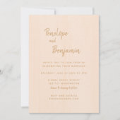Minimalistisch Modern Boho Peach Photo Wedding Kaart (Voorkant)