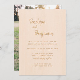 Minimalistisch Modern Boho Peach Photo Wedding Kaart