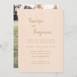 Minimalistisch Modern Boho Peach Photo Wedding Kaart