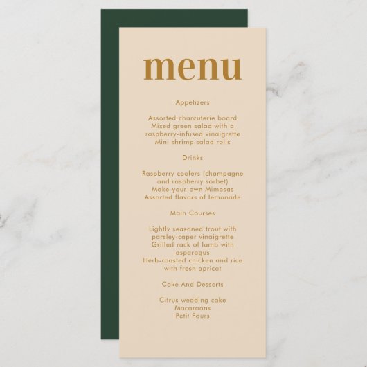 Minimalistisch Modern Boho Wedding Menu (Voorkant / Achterkant)