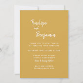 Minimalistisch modern Boho Yellow Photo Wedding Kaart (Voorkant)