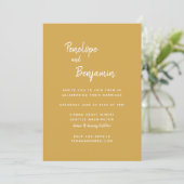 Minimalistisch modern Boho Yellow Photo Wedding Kaart (Staand voorkant)